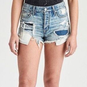 AEO Vintage Hi Rise Festival Distressed‎ Denim Shorts
